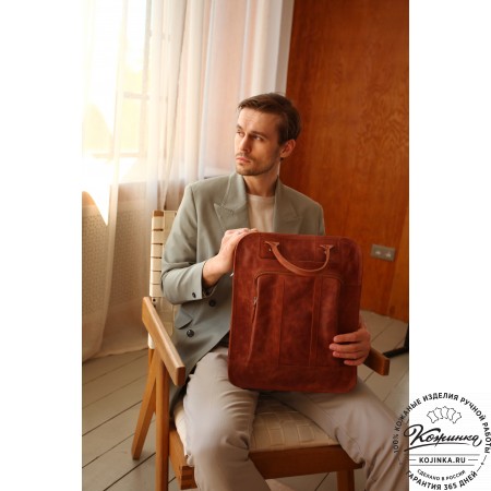 Кожаный рюкзак-сумка "Майкл" (чёрный)